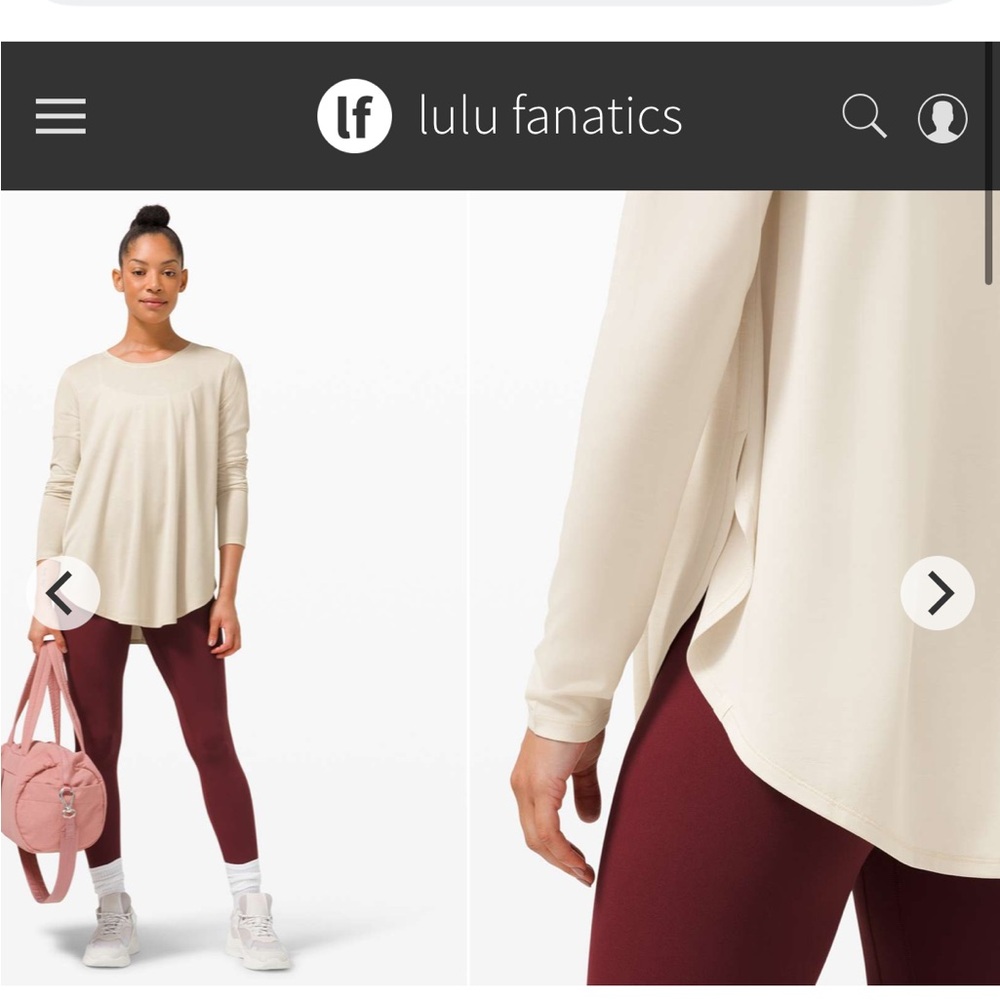 NWT Lululemon Draped Bum Covering Long Sleeve Sz 8 White Opal Cream Ivory